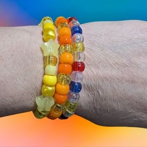 Colorful Beaded Kandi Bracelets Set (3)